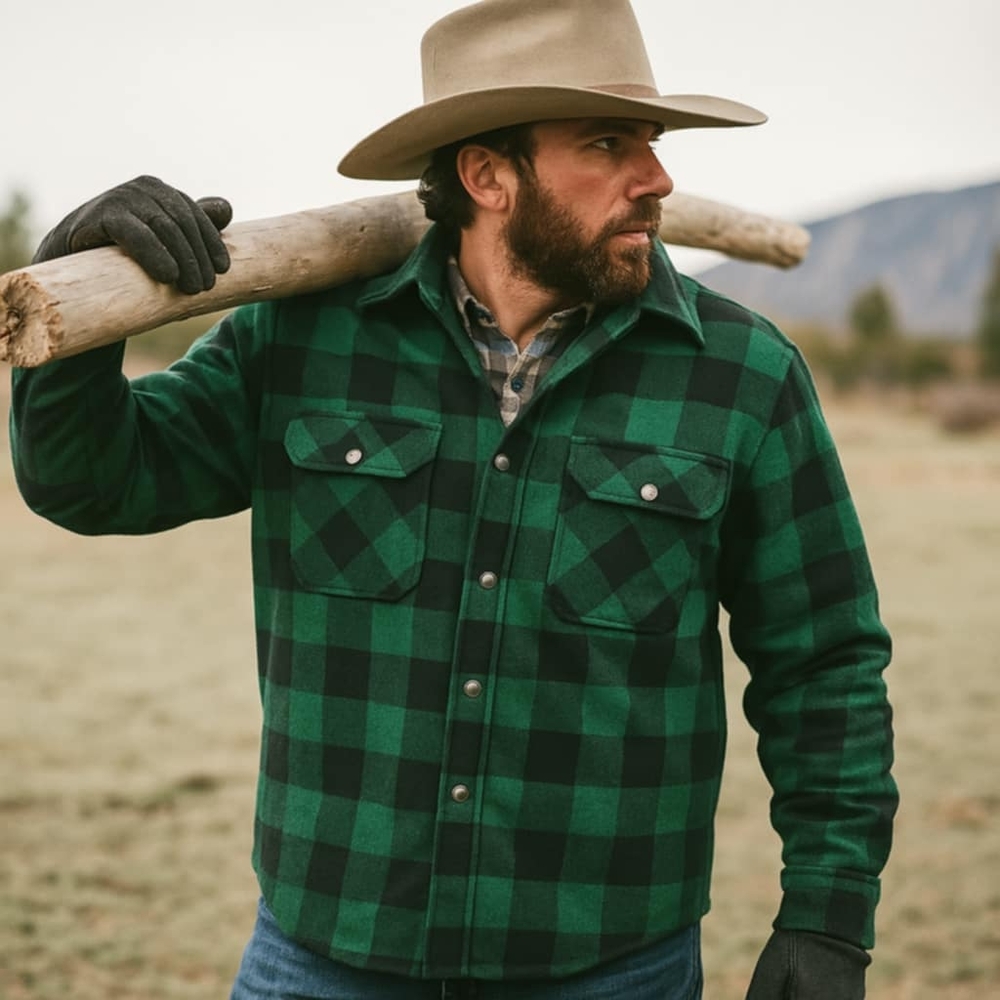 Paul Bunyon vintage green plaid jacket